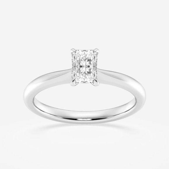 1/2 ctw Radiant Lab Grown Diamond Petite Solitaire Engagement Ring - Picture 1 of 6